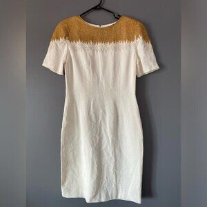 Old Hollywood Glam Oleg Cassini Beaded White Cocktail Dress Evening Wear